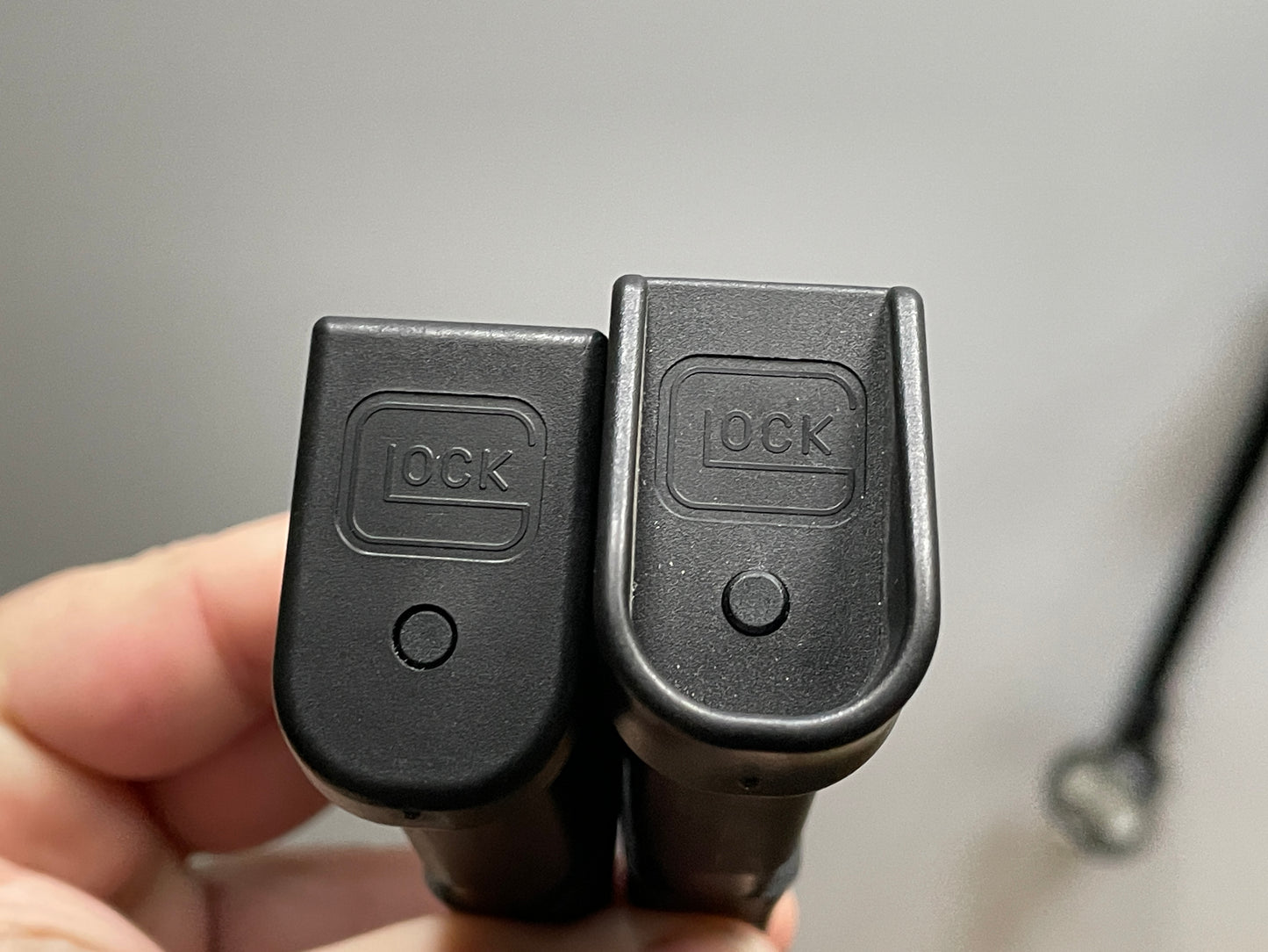 (2) Glock 42 factory mags: 1 finger rest base plate, 1 standard.