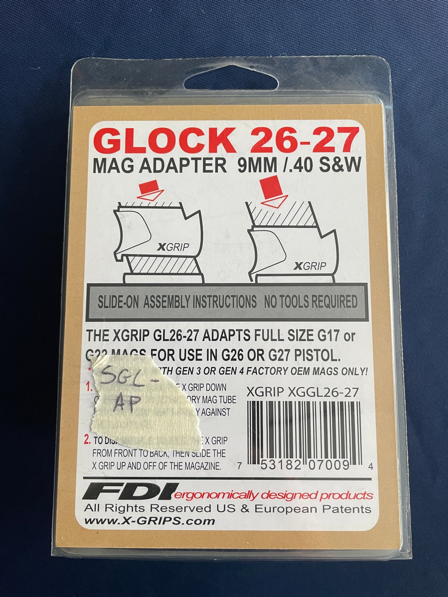 XGRIP GL26-27 magazine adaptor for Glock 26-27. Use g17/g22 mags in your G26/27!