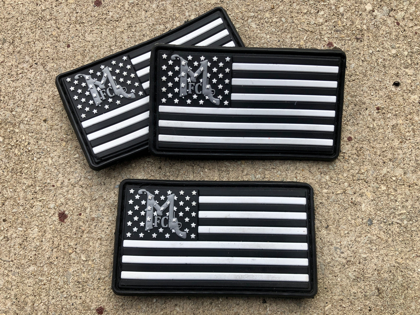 MFC logo in American flag, morale patch, PVC with velcro.