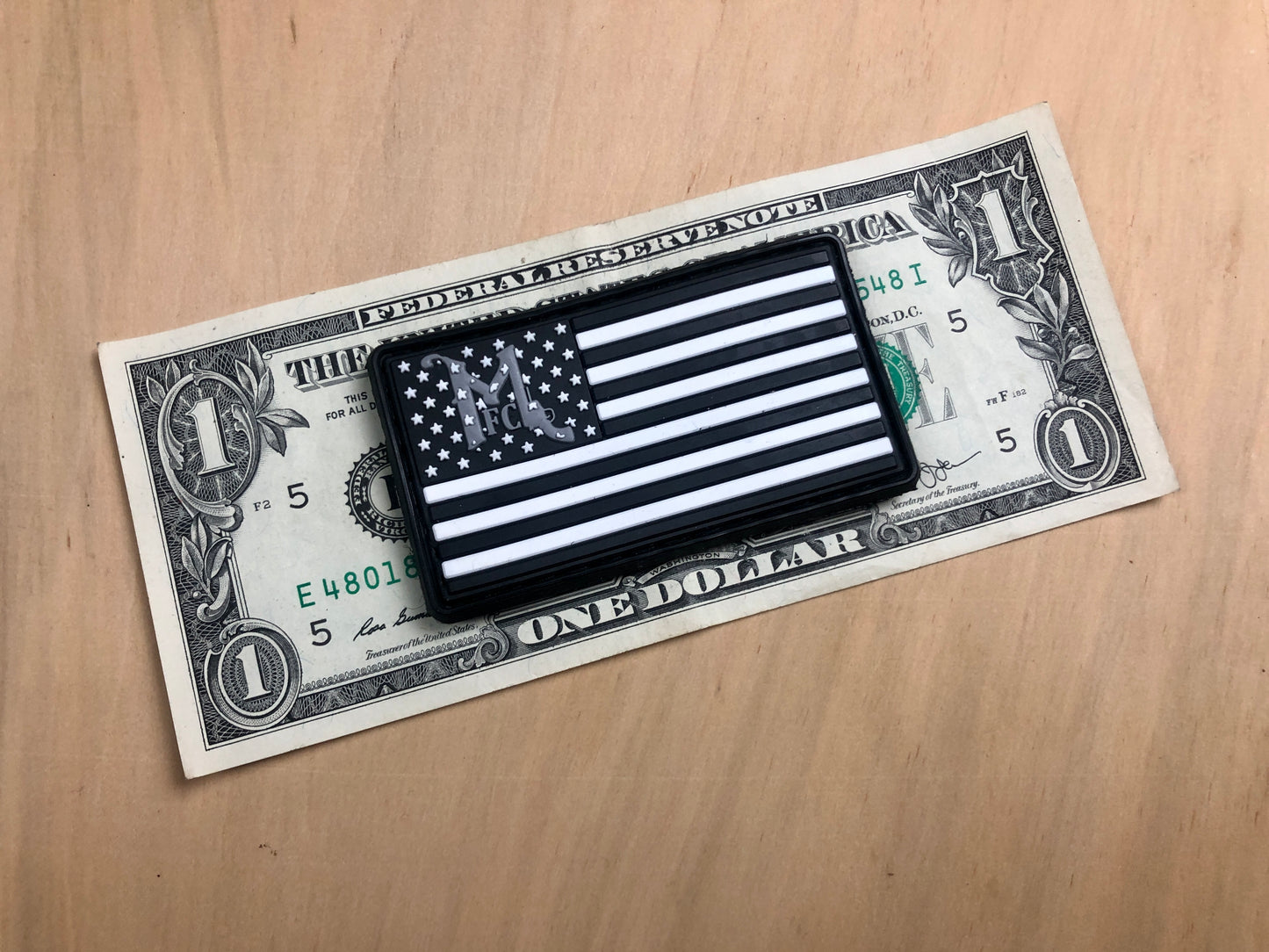 MFC logo in American flag, morale patch, PVC with velcro.