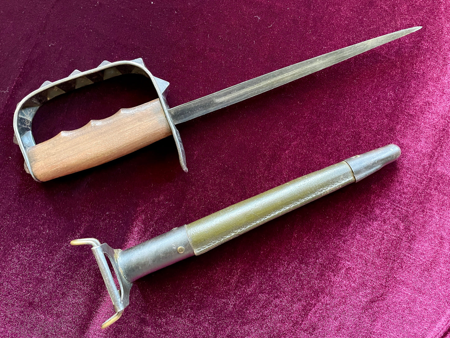 U.S. 1917 L. F. & C. type 2 trench knife with scabbard.