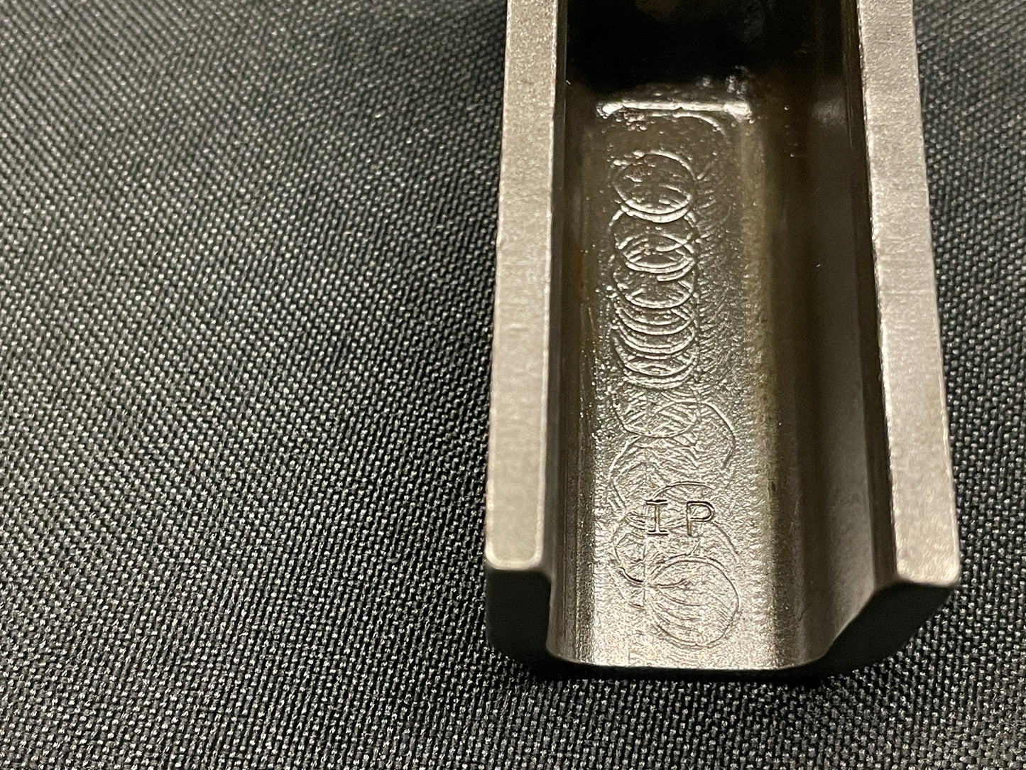 "IP" marked Type III M1 carbine operating slide WWII. Irwin Peterson