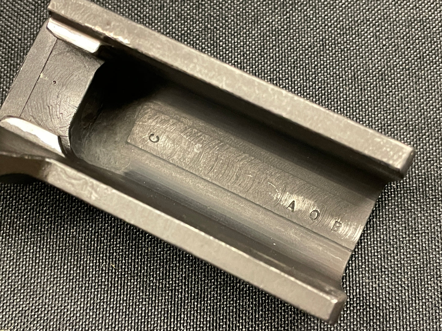 IBM M1 carbine operating slide. "AOB" marked, type III. WWII