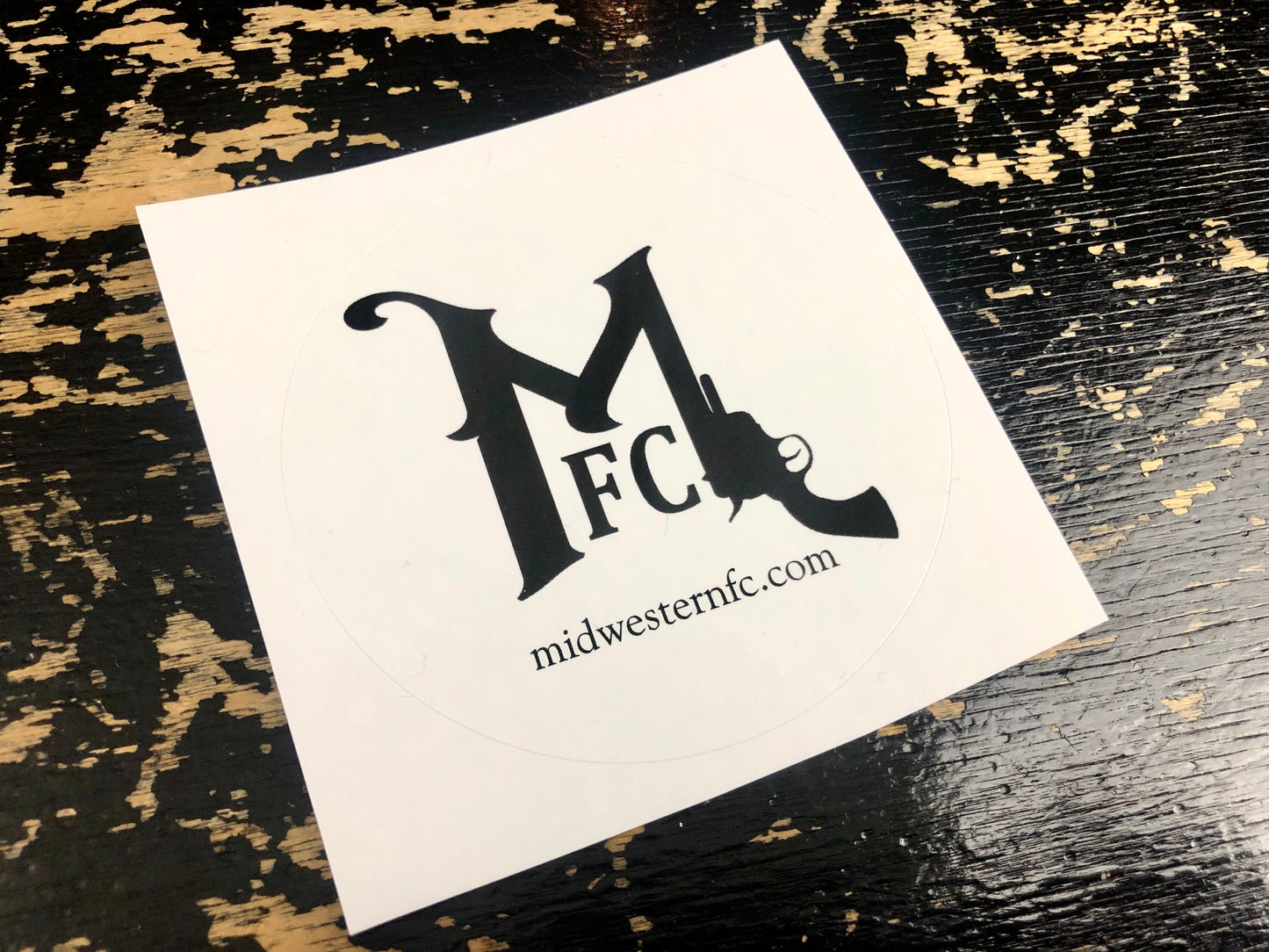 MFC logo sticker. Round & glossy.