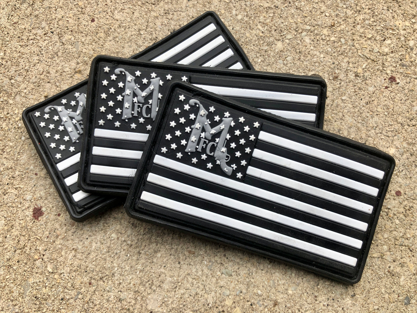 MFC logo in American flag, morale patch, PVC with velcro.