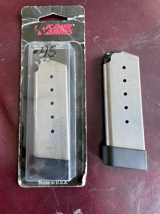 (2) Kahr Arms PM45 6 rd, extended base, .45 acp factory magazines