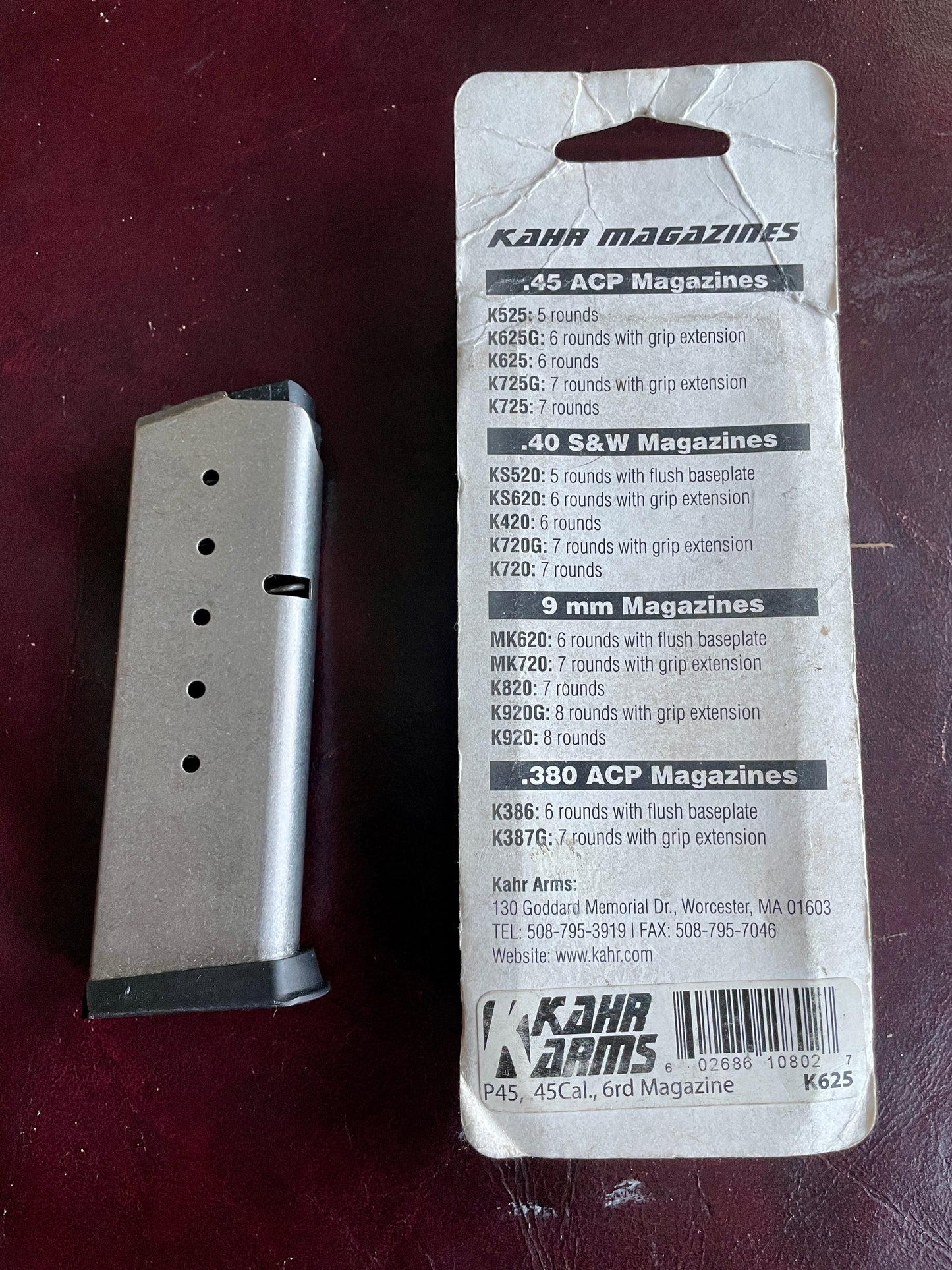 (2) Kahr Arms P45, 6 round magazines in .45acp.